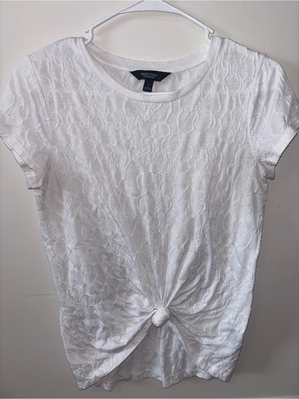 Simply Vera Vera Wang White Short-Sleeve Knot Front Tee